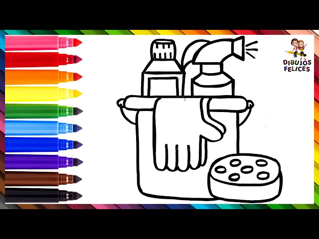 Dibuja y colorea herramientas de limpieza arcoiris ððâïð dibujos para niãos