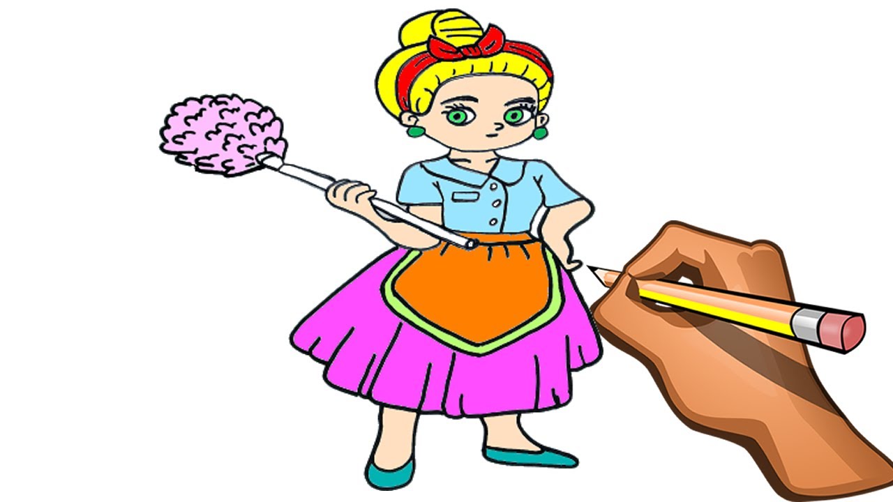 Dibuja mama haciendo la limpieza dibujar mama limpiando la casa paso a paso