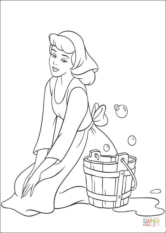Dibujo de cenicienta debe limpiar la casa para colorear dibujos para colorear imprimir gratis