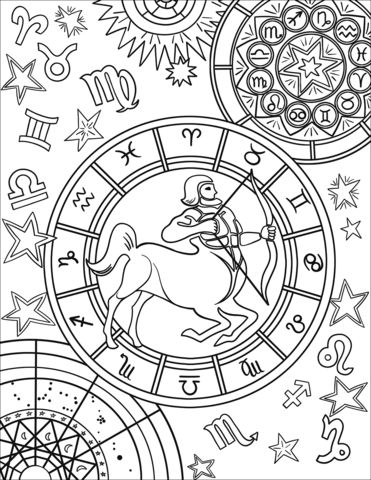 Signo del zodiaco sagitario dibujo para colorear pãginas para colorear para imprimir gratis libros para colorear pãginas para colorear de animales