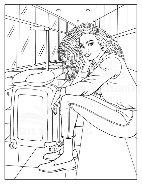 Dibujos para colorear para adultos descarga instantãnea hermosas mujeres negras pãginas imprimibles