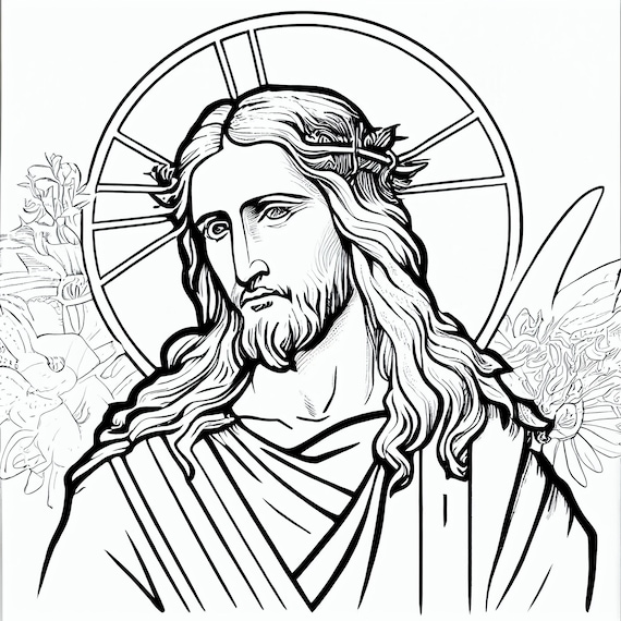 Pãginas para colorear de arte de jesucristo ãºnicas para niãos y adultos descarga instantãnea e impresiãn para disfrute artãstico personal imprimir y pintar