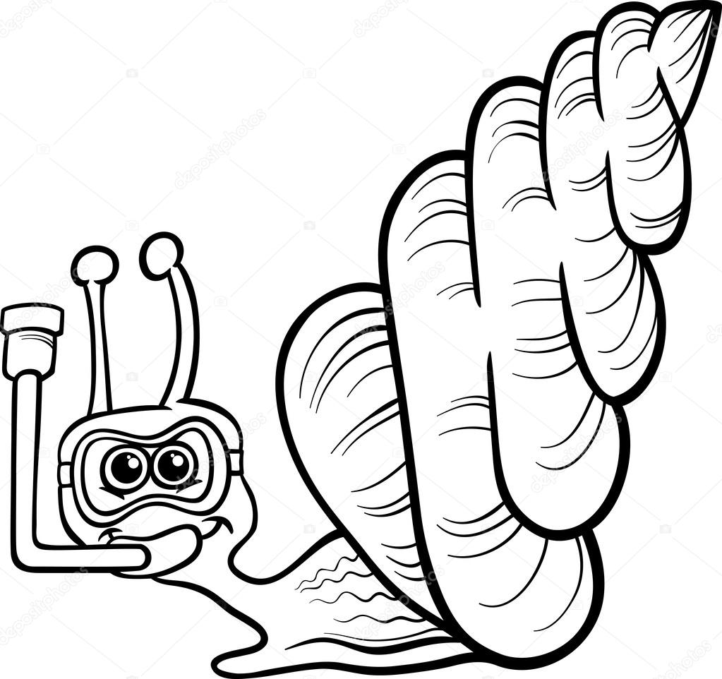 Caracol de mar para colorear pãgina de dibujos animados vector de stock por izakowski