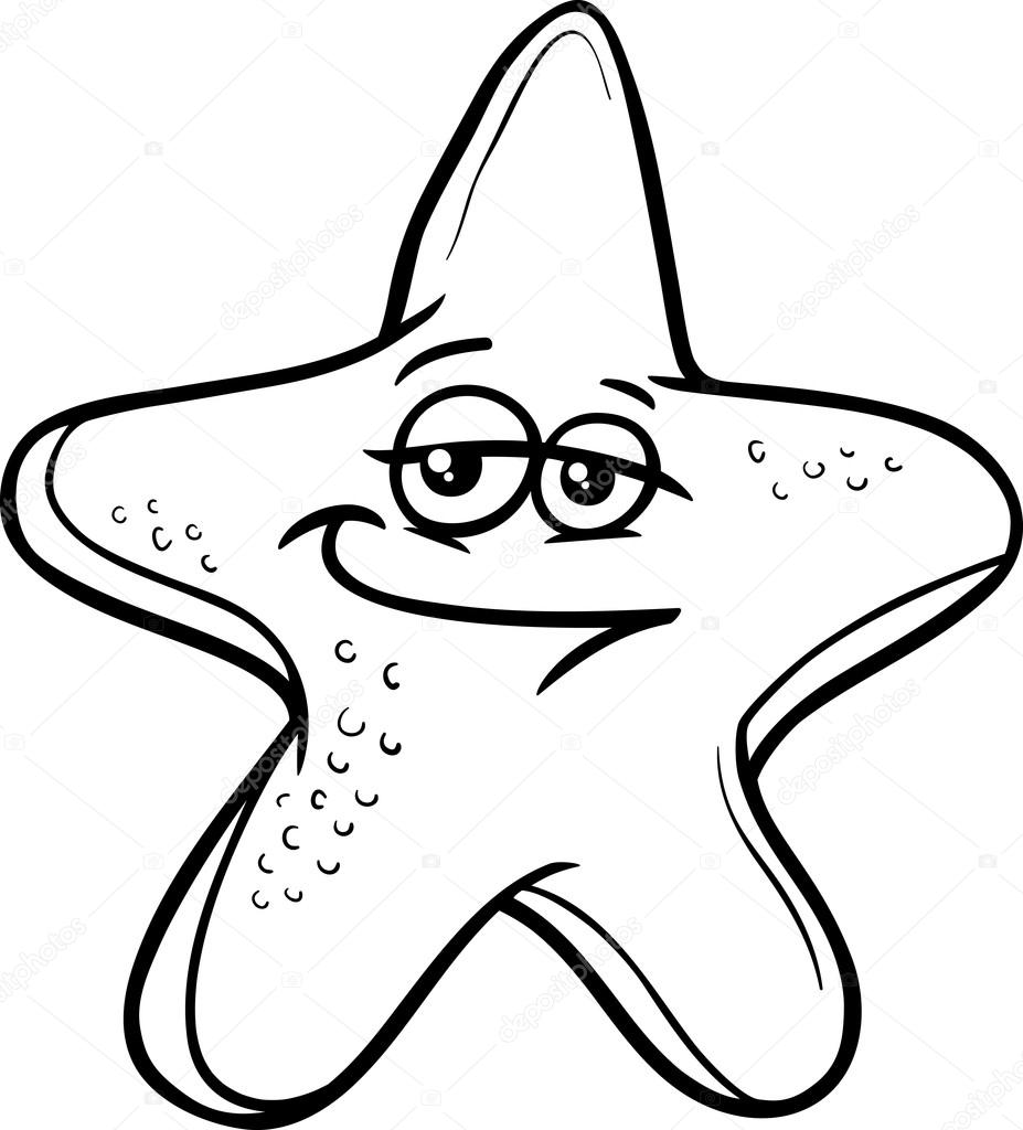Pãgina para colorear de dibujos animados estrella de mar vector de stock de izakowski