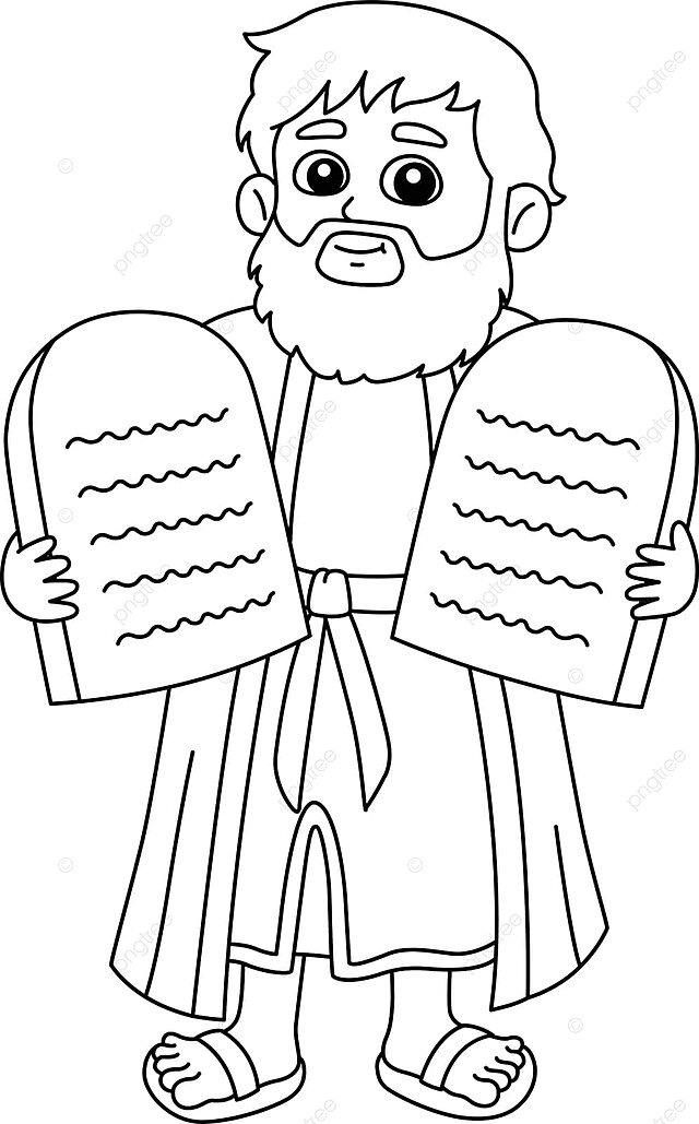 Dibujo de moisãs con mandamientos aislado para colorear pãgina contorno silueta fondo vector png dibujos hombre dibujando dibujo de anillo dibujo en color png y vector para dcargar gratis