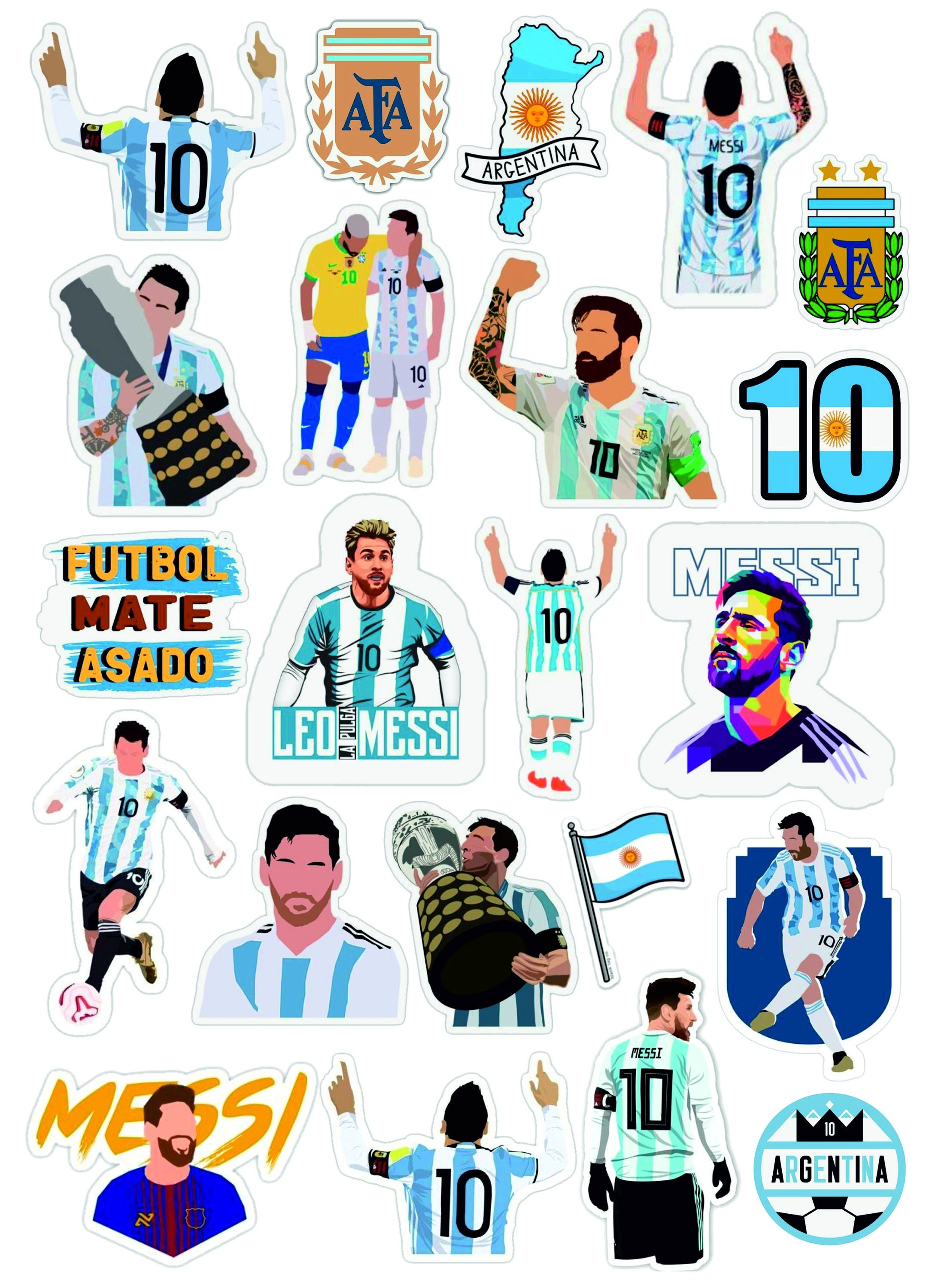 Sticker lionel messi stickers soccer world cup set stickers printable to print digital png instant download messi argentina