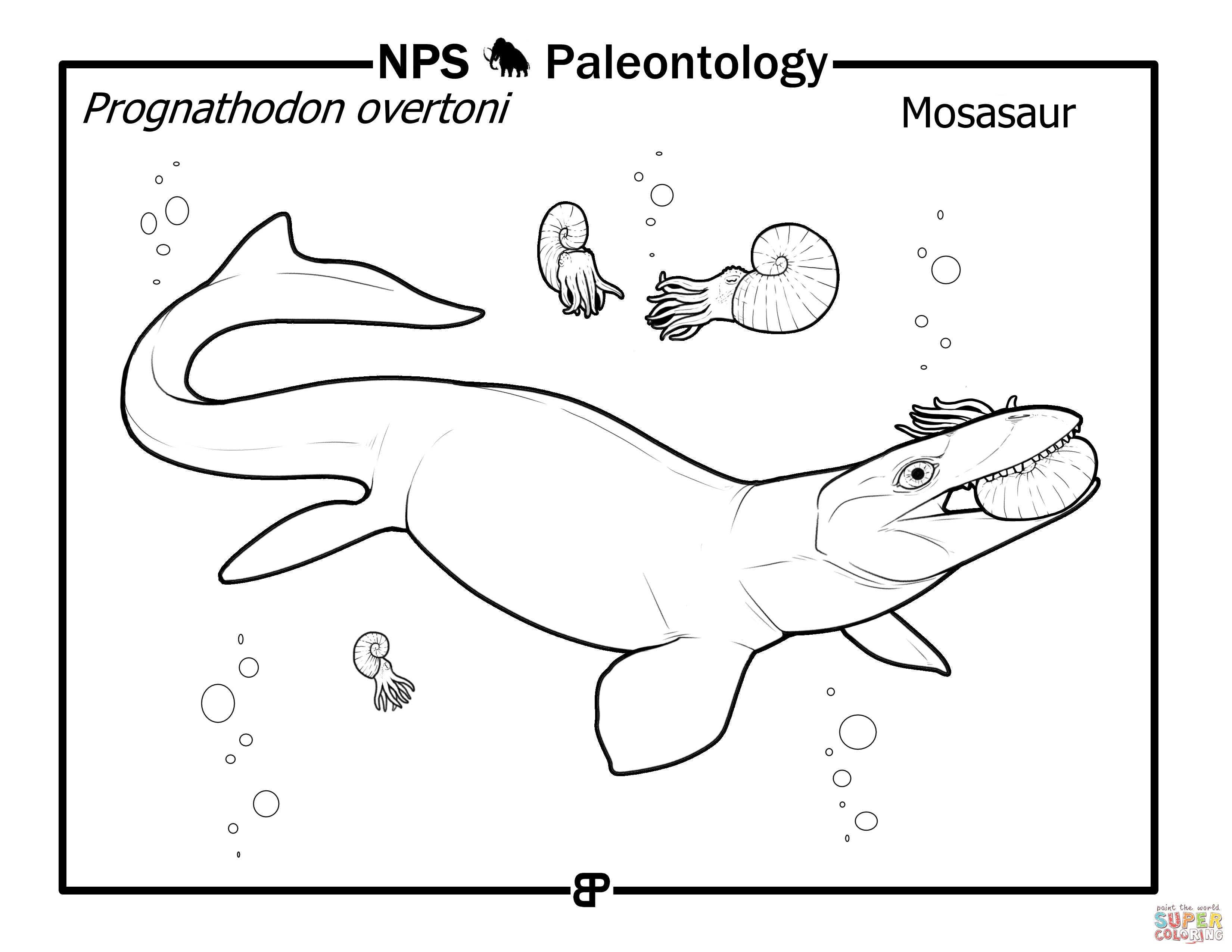 Dibujo de mosasaurio proganthodon overtoni para colorear dibujos para colorear imprimir gratis