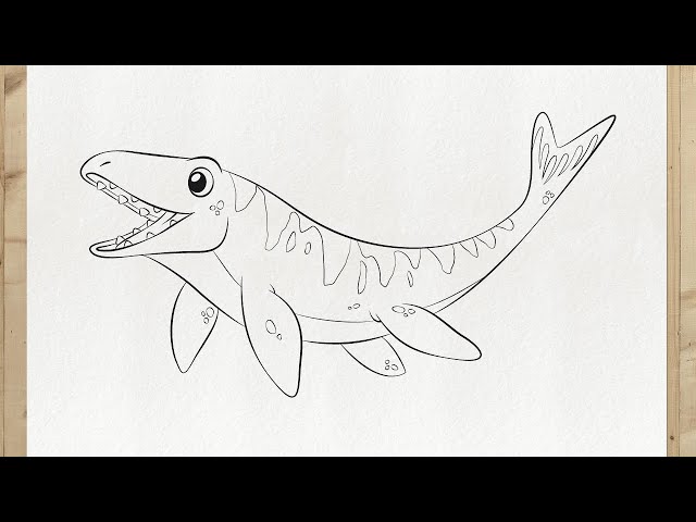 O dibujar un dinosaurio mosasaurus paso a paso facil y rapido