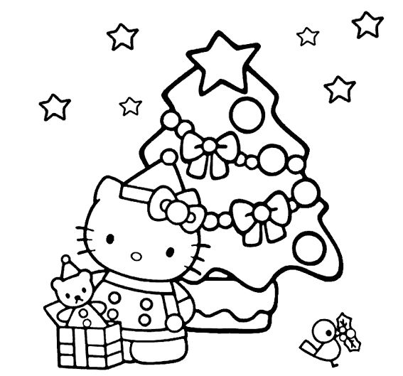 Dibujos de ãrbol de navidad para colorear e imprimir ãrbol de navidad para colorear pãginas para colorear de navidad cosas de hello kitty