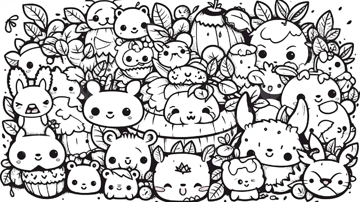 Fondo kawaii para colorear para adultos por kazkaikyo fondo dibujos para colorear para que los niãos coloreen imagen para colorear kawaii kawaii imagen de fondo para dcarga gratuita