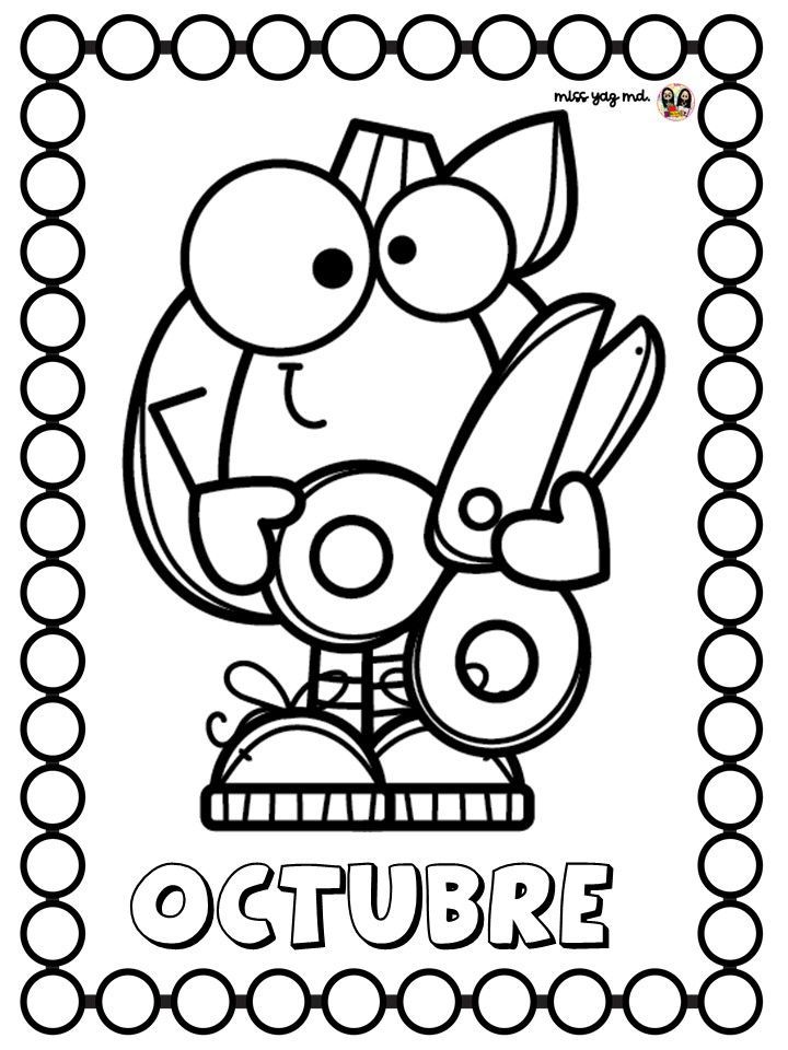 Octubre portadas colorear portadas dibujos para preescolar halloween para colorear