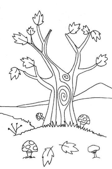 Imagen de otoão para colorear de prcolar ãrbol en otoão imãgen de otoão arbol de otoão dibujo
