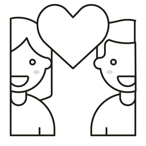 Couple with heart woman and man coloring page free printable coloring pages