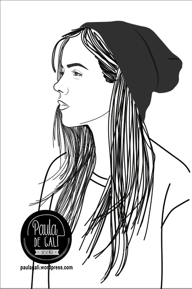 Dibujo retrato perfil personalizado blanco y negro trazos dibujos personalizados y regalos personalizados