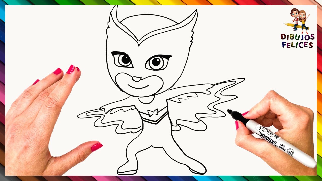 Cão dibujar a aaya o buhita de heroes en pijaas pj asks paso a paso ð dibujos para niãos