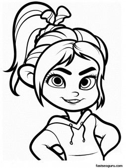 Printable wreck it ralph vanellope von schweetz happy face coloring pags