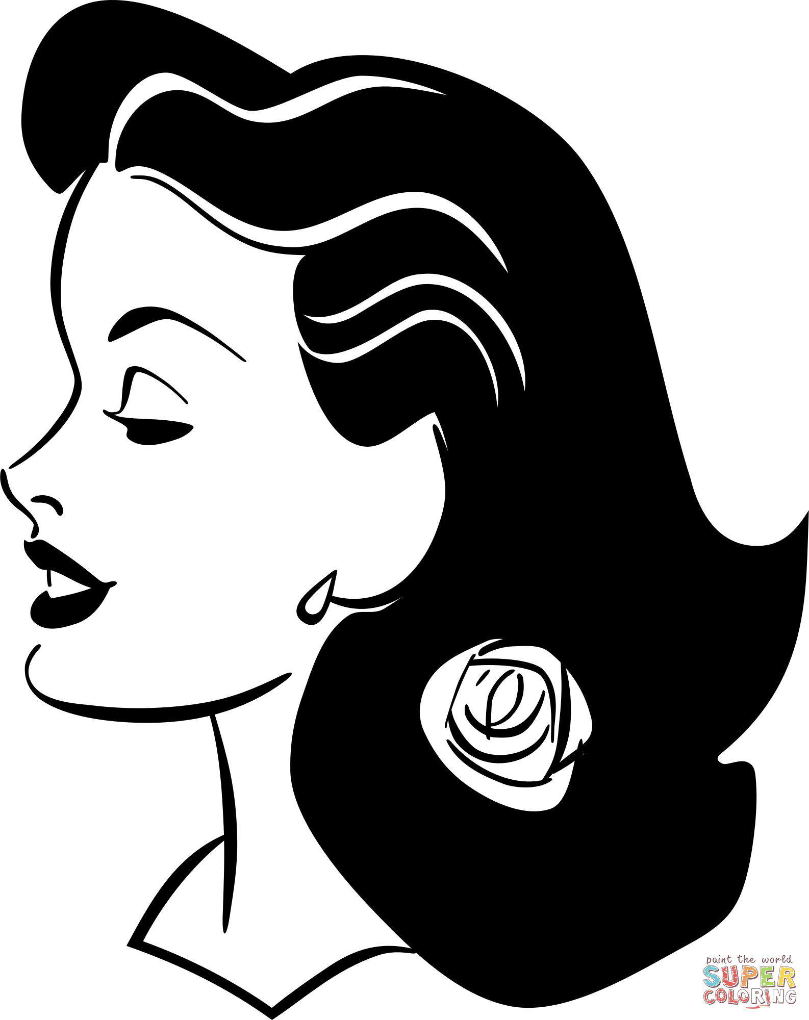 Woman profile coloring page free printable coloring pages