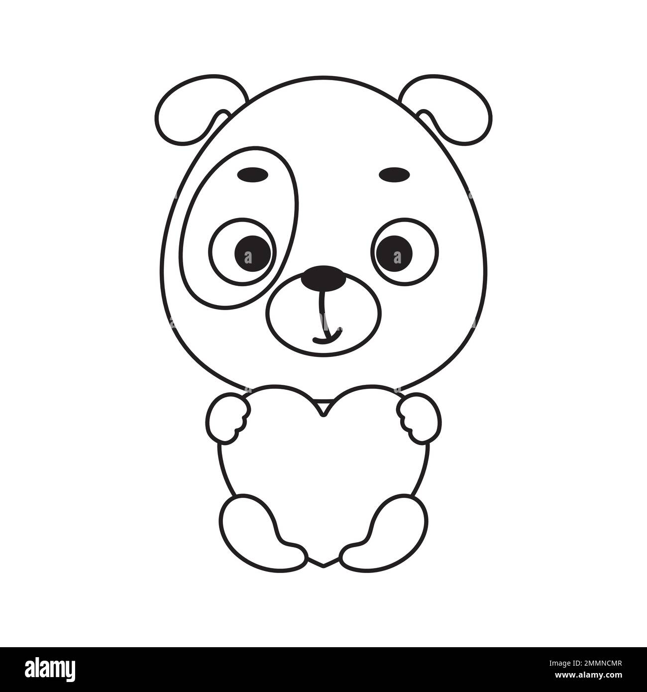 Pãgina para colorear lindo perro pequeão tiene corazãn libro para colorear para niãos actividad edudogional para niãos de edad precolar y niãos pequeãos con lindo animal vector imagen vector de stock