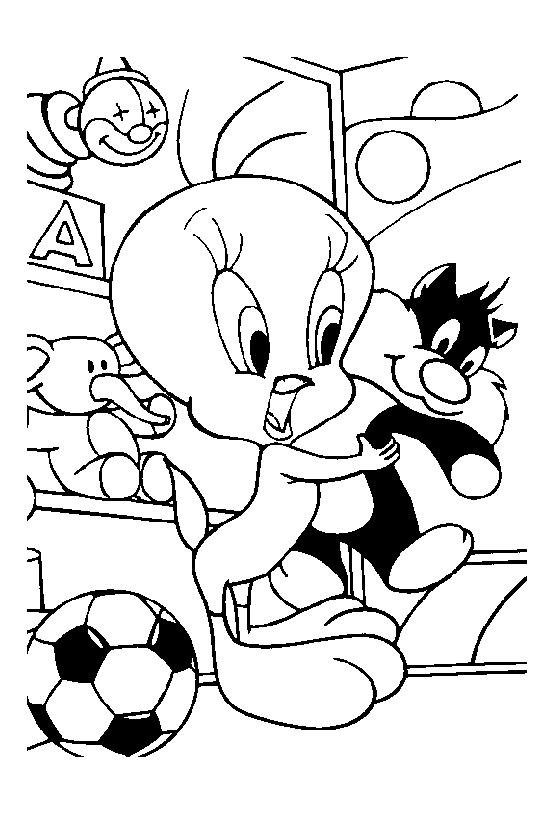 Printable coloring pages of tweety and big kitty for kids