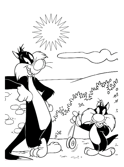 Dibujo gratis de piolãn y silvestre para descargar y colorear