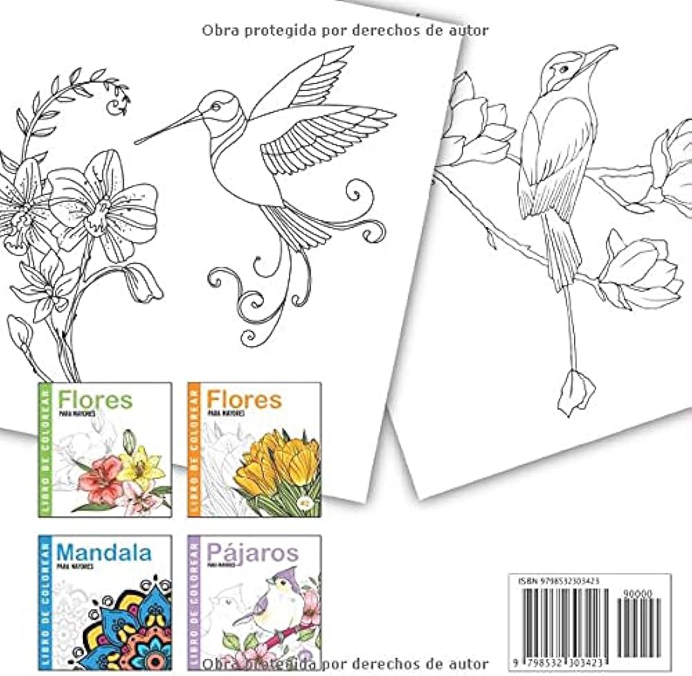 Pãjaros libro de colorear para mayores dibujos grandes y fãciles para colorear para adultos o para principiantes cuaderno para colorear antiestres regalo para personas mayores spanish edition bouchard claire
