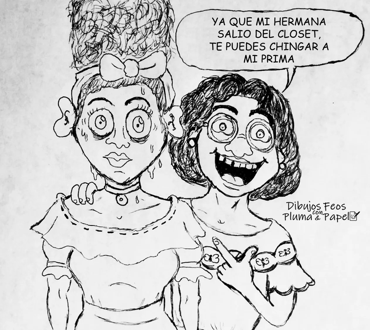 Dibujos feos con plumaðï y papelð on x no sã si fue guionazo esa parte pero el tipo solo dijo que querãa ponerla y de la nada le regalan a la prima