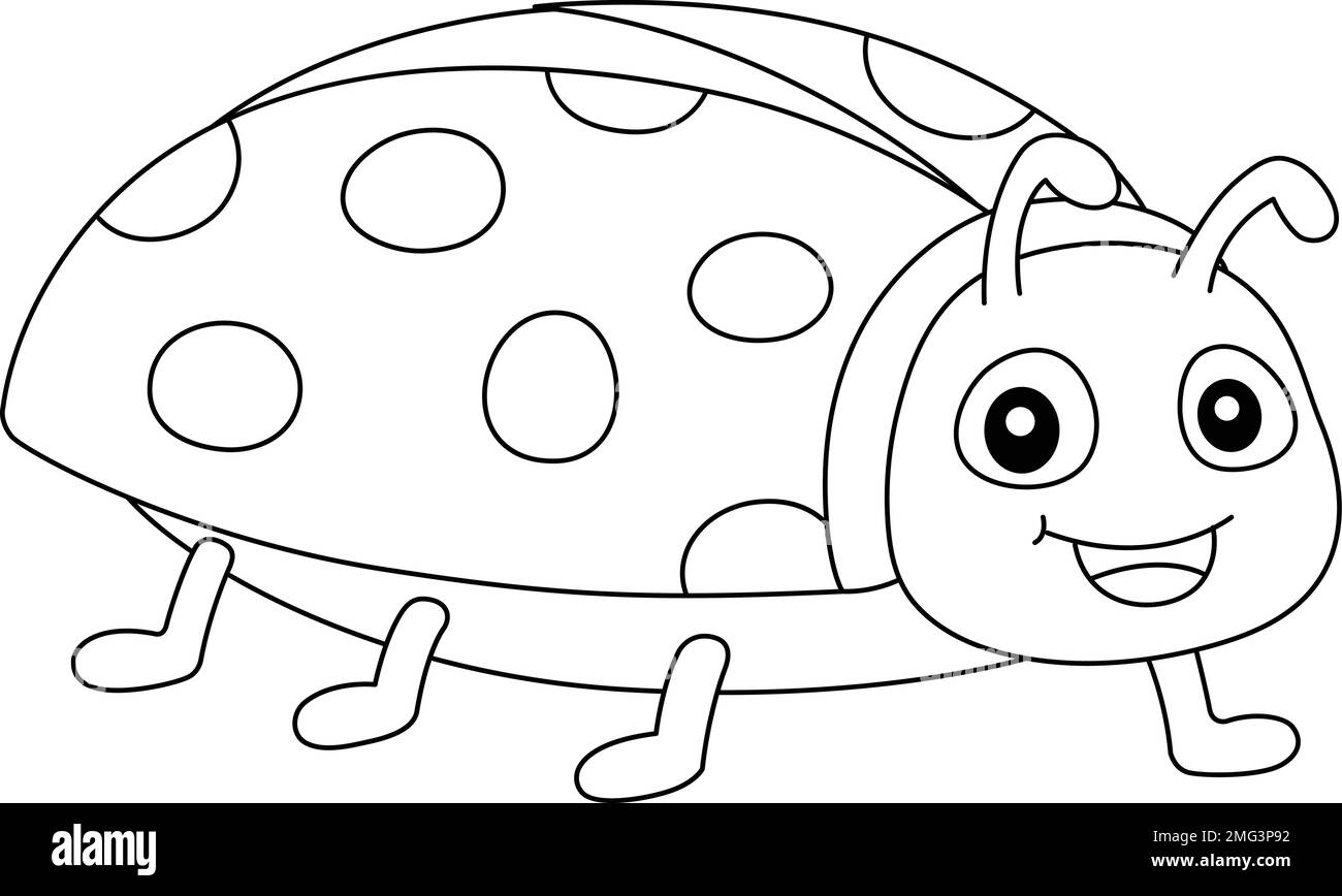 Pãgina de colorear aislada de ladybug de primavera para los niãos imagen vector de stock