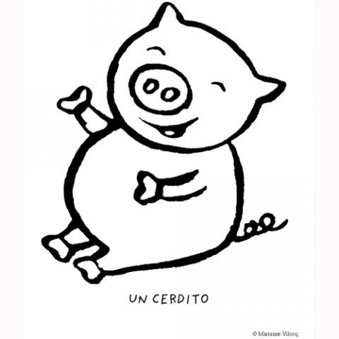 Dibujos de un cerdito para colorear por los niãos