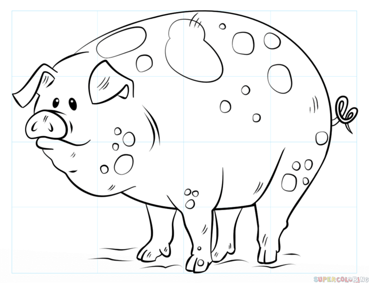 Cãmo dibujar la caricatura de un cerdo tutorial de dibujo paso a paso