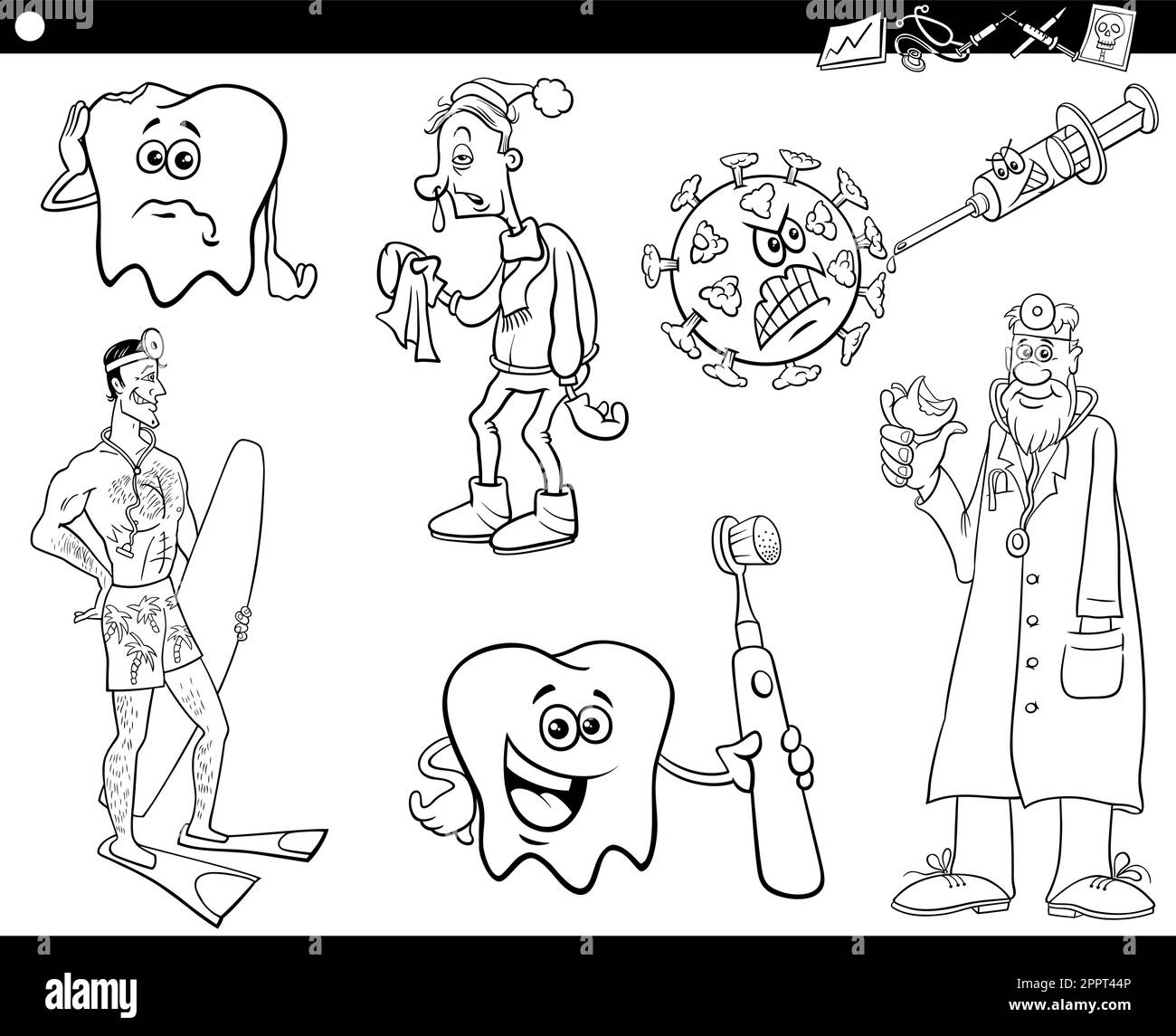 Salud de dibujos animados y temas mãdicos y personaj tablecidos imagen vector de stock