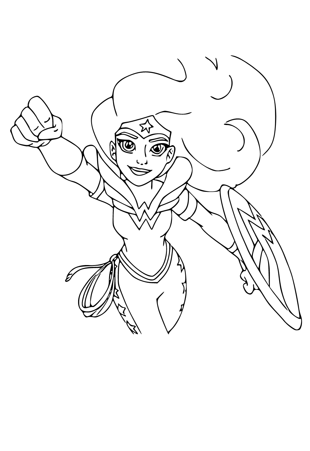 Free printable superhero flight coloring page for adults and kids