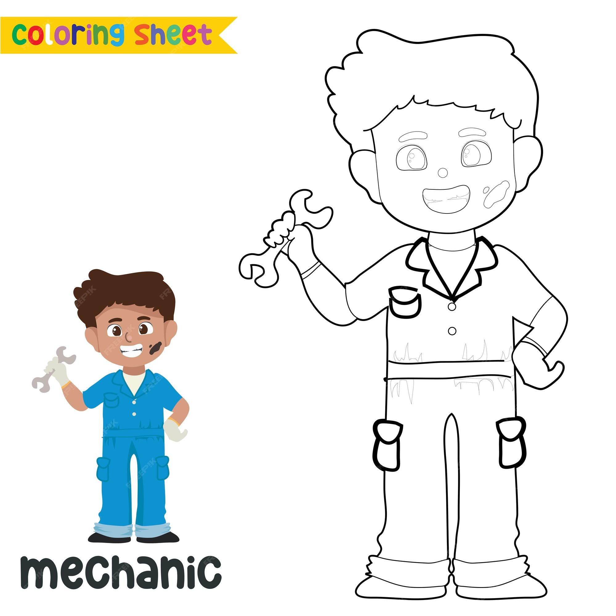 Hoja de trabajo fãcil de colorear para niãos los niãos sueãan con el trabajo hoja de actividad precolar archivo vectorial vector premium