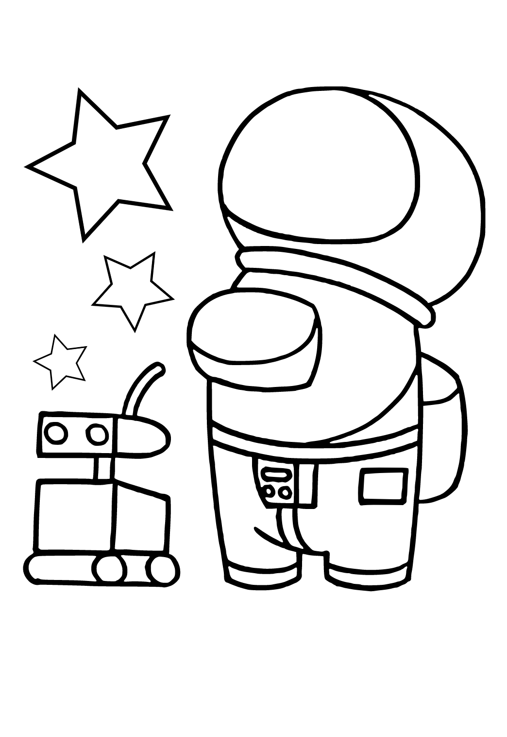 Free printable among us robot coloring page for adults and kids