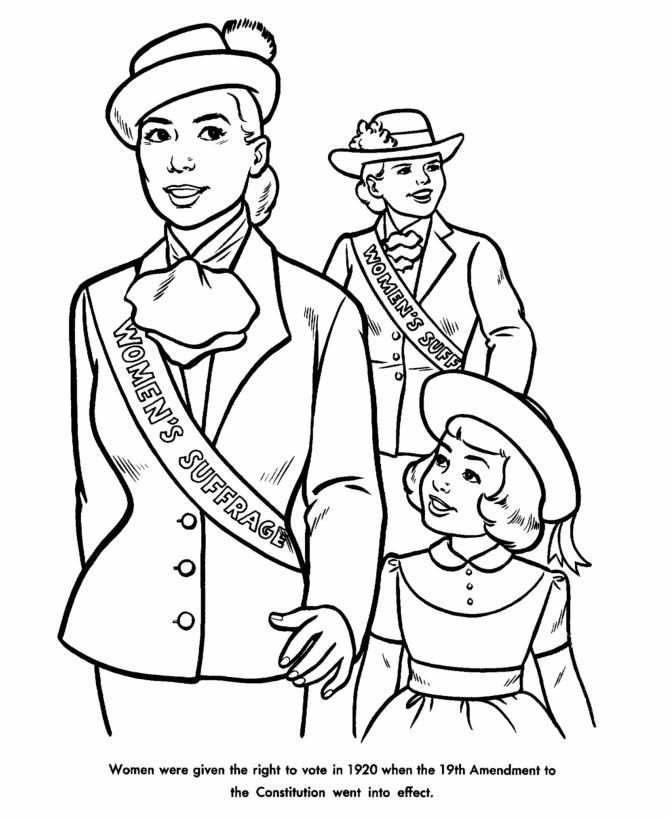 Womens suffrage coloring sheet
