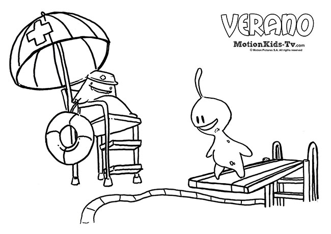 Coloring pages with kids in summer motionkids