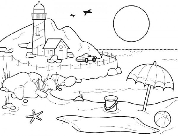 Dibujos para colorear sobre el verano colorear imãgenes playa para colorear playa dibujo paisaje para colorear