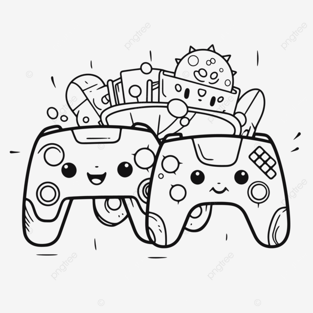 Dibujo de una atractiva pãgina para colorear con un par controlador videojuegos coloridos personaj dibujos animados