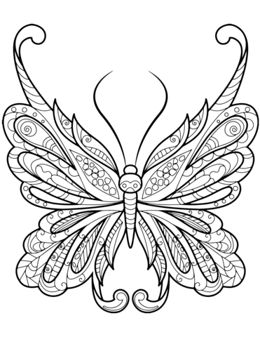 Dibujo de zentangle de mariposa difãcil para colorear dibujos para colorear imprimir gratis