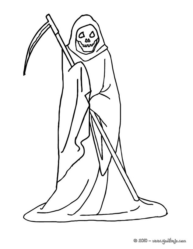 Dibujos para colorear la muerte con segadera halloween