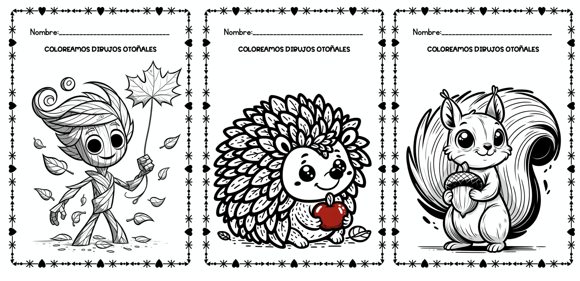 Bonitos dibujos otoãal para colorear y divertirse