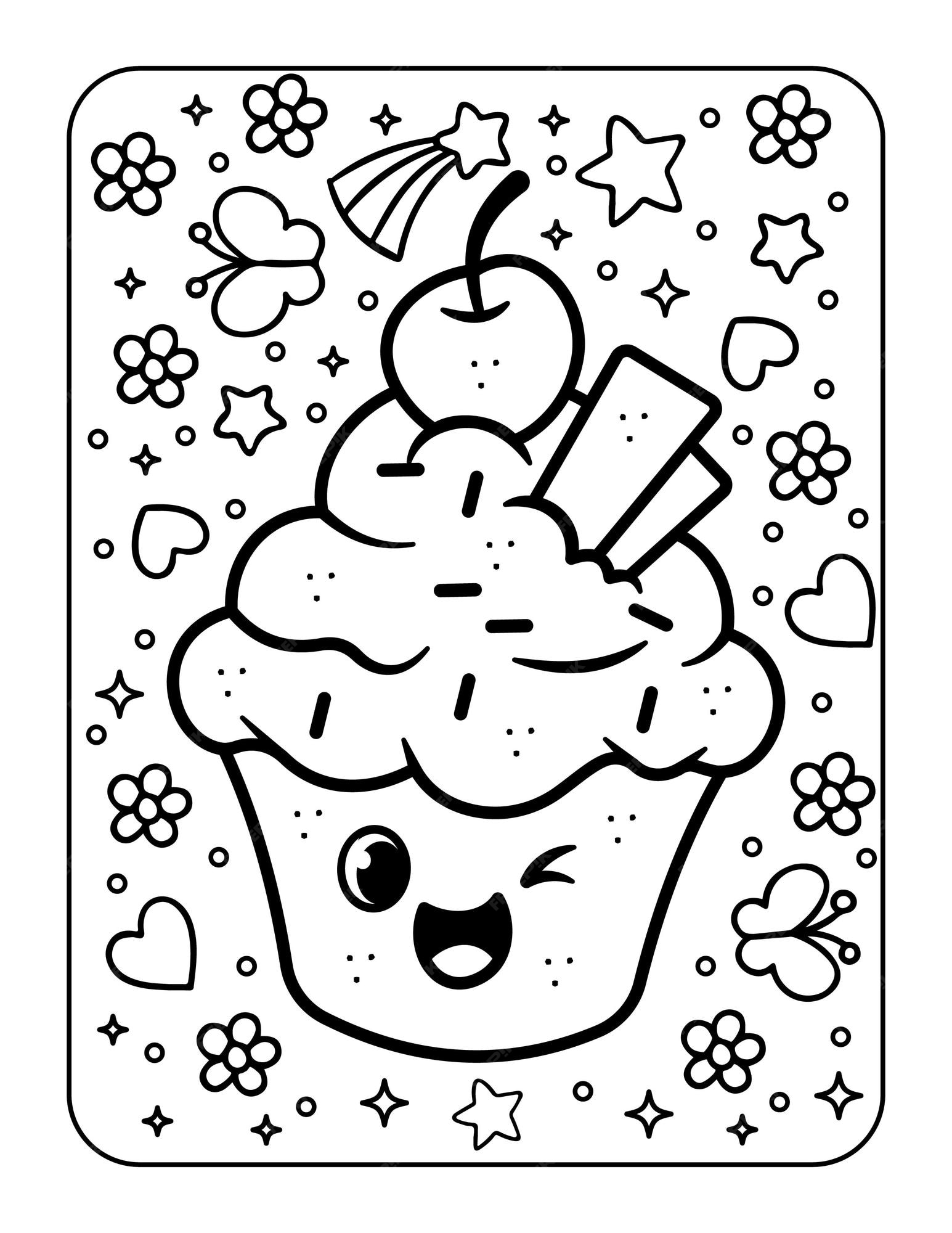 Premium vector kawaii coloring page for kids