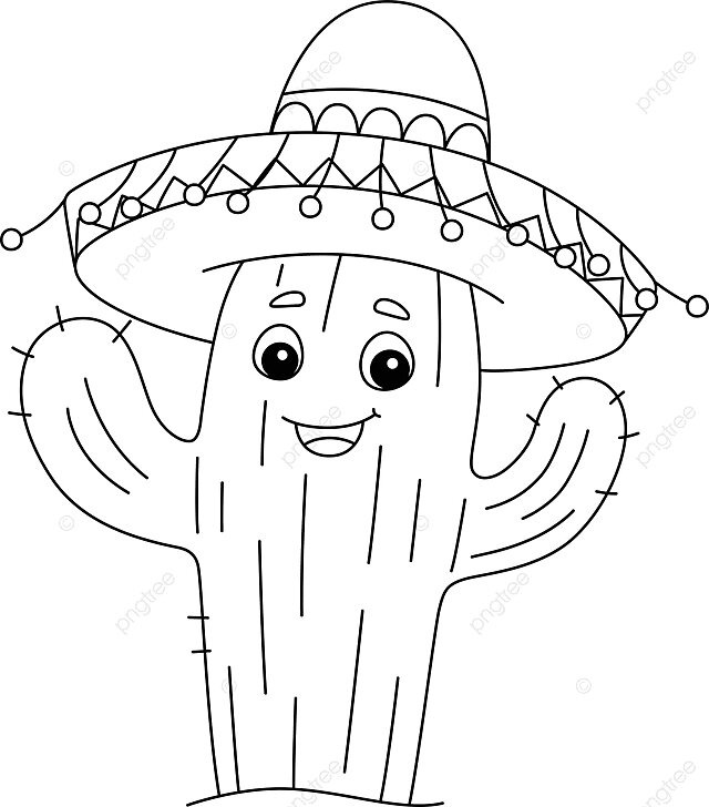 Dibujo de cactus con sombrero aislado pãgina para colorear libro colorante mexicano vector png dibujos dibujo de libro dibujo de cactus dibujo mexicano png y vector para dcargar gratis