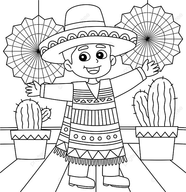 Dibujo de pãgina para colorear niãos nião mexicano celebrando el cinco mayo vector png dibujos dibujo de rata dibujo mexicano dibujo de anillo png y vector para dcargar gratis