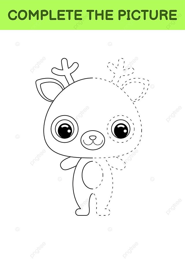 Lindo dibujo de ciervo para colorear juego de copia de puntos y prãctica vector png ilustraciãn niãos copiar png y vector para dcargar gratis