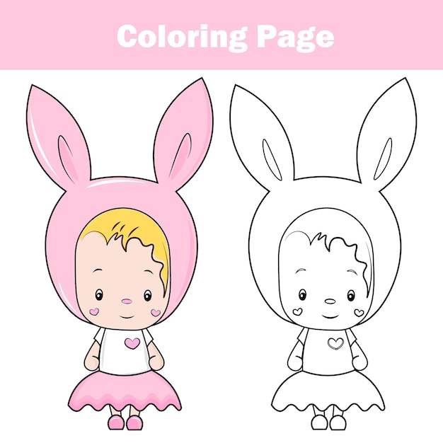 Juego de dibujo de pãgina para colorear para niãos copiar color libro para colorear actividad para niãos vector premium