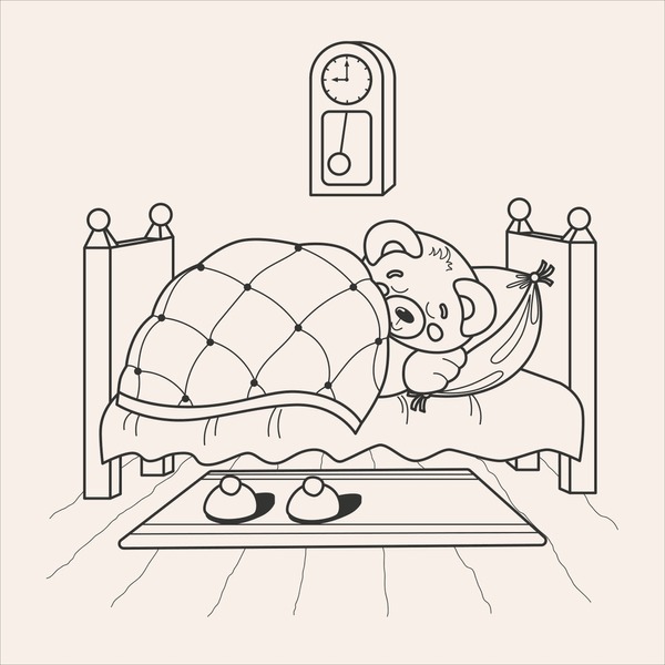 Bedroom coloring page mãs de vectores de stock y arte vectorial con licencia libres de regalãas