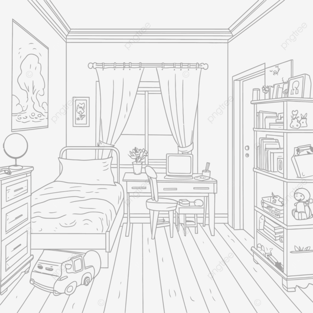 Dibujo de dibujos para colorear gratis niãos dormitorio vector contorno boceto png dibujos dibujo de ala dibujo de anillo dibujo de dormitorio png y vector para dcargar gratis