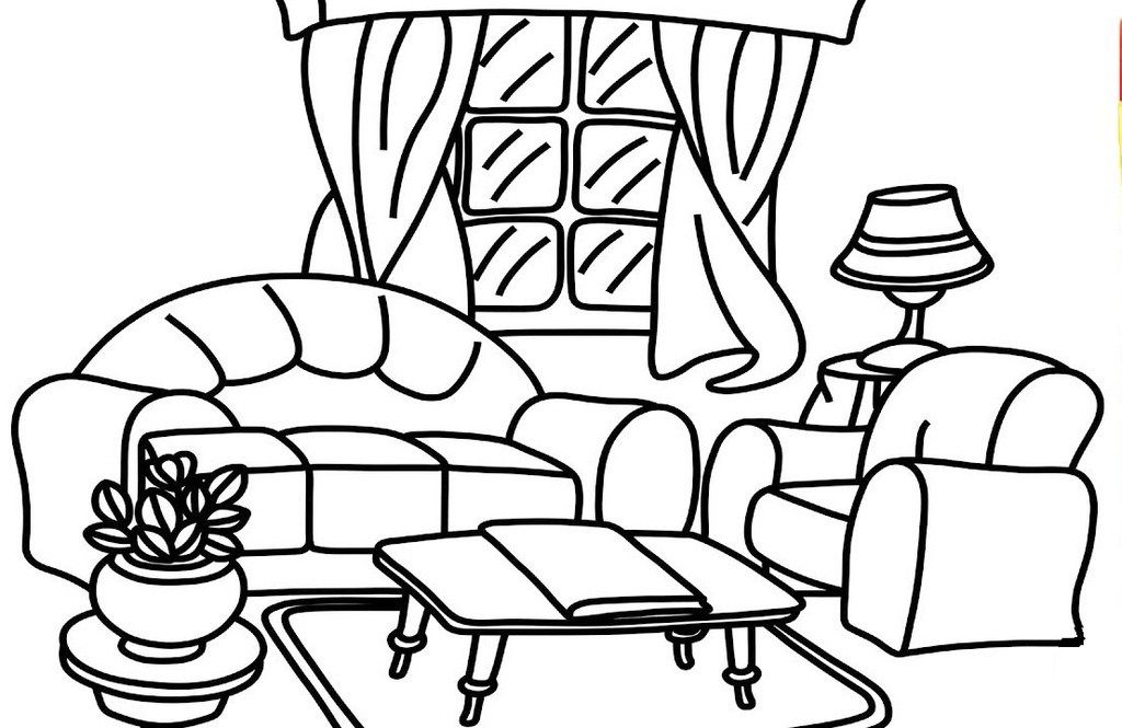 Living room printable coloring book coloring pages coloring books printable coloring book