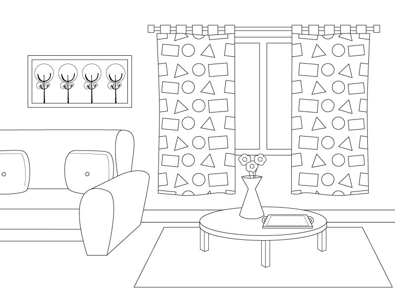 Dibujos para pintar de habitaciones de la casa sala de estar