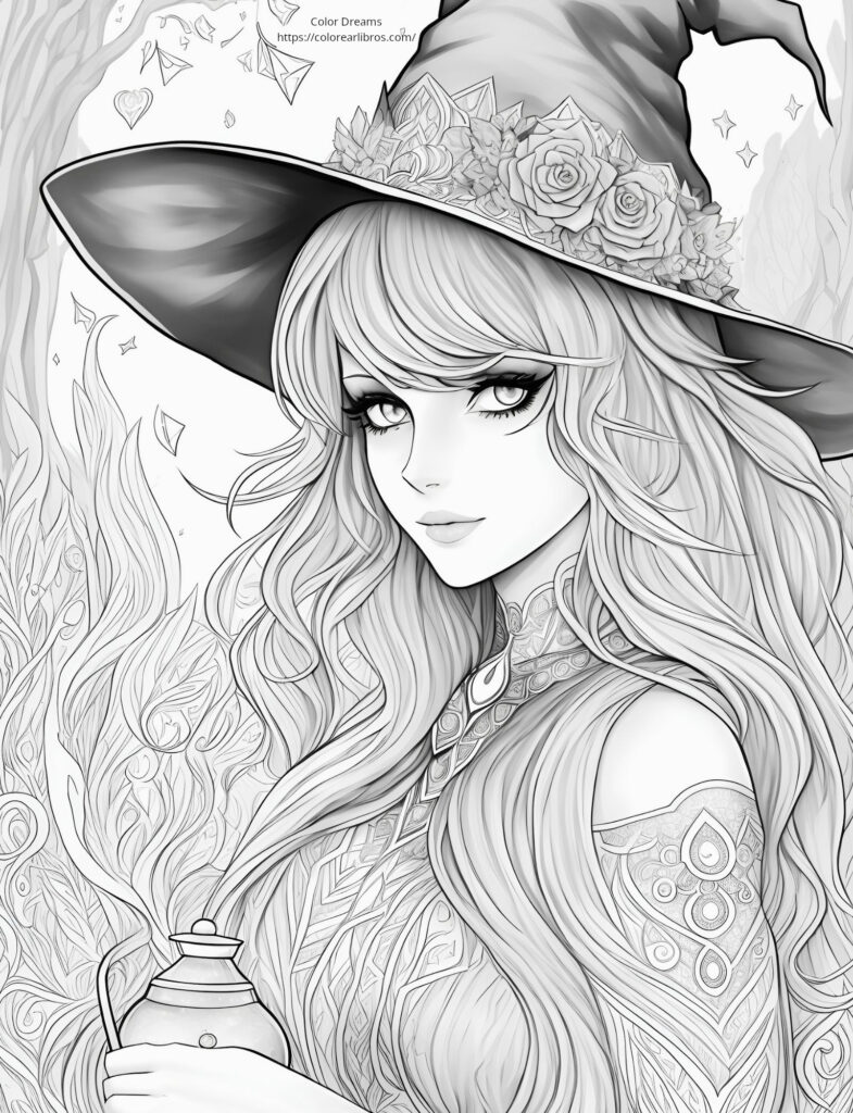 Bruja sensual para colorear gratis descarga inmediata â color dreams